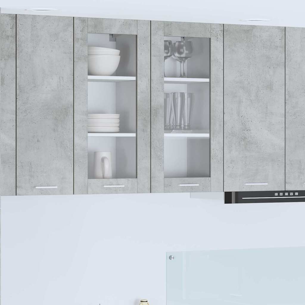 Hanging Cabinet with Door 2 pcs Concrete Grey 40 x 31 x 80 cm