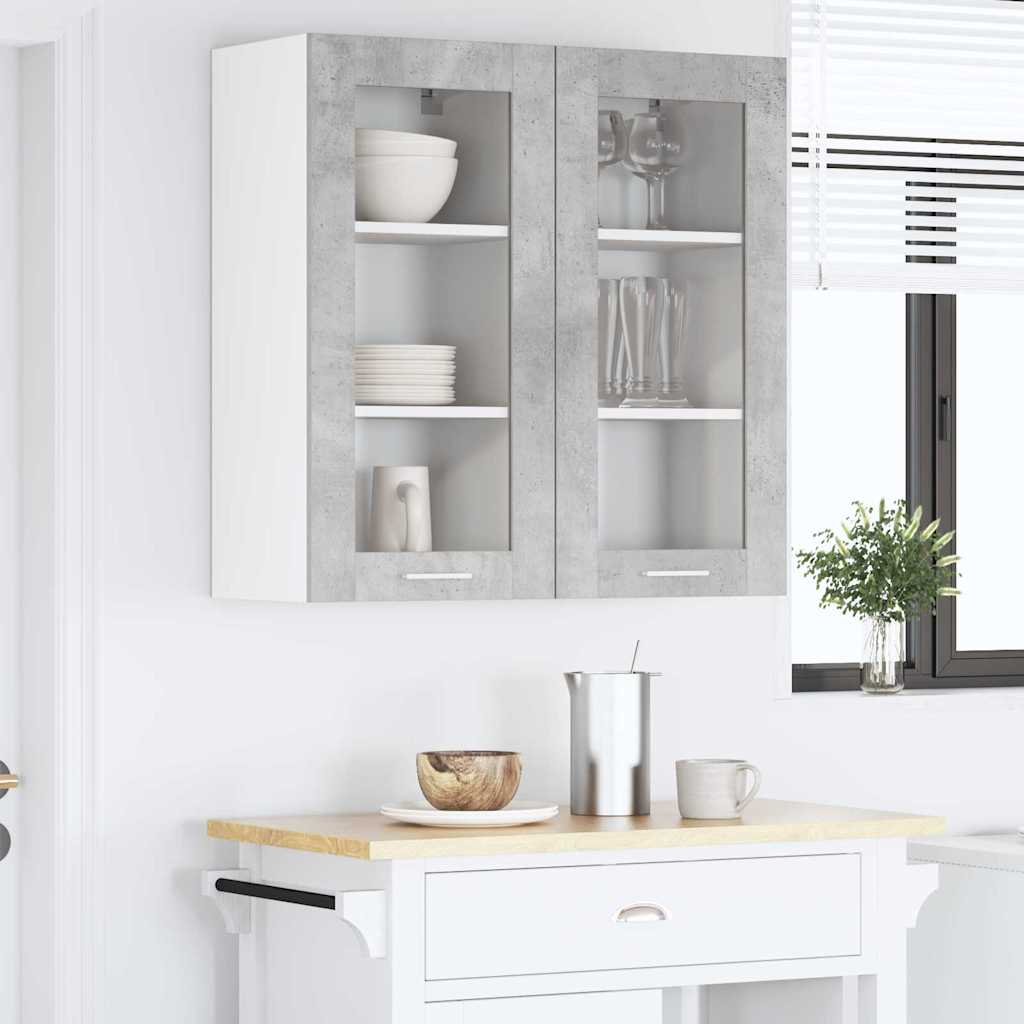 Hanging Cabinet with Door 2 pcs Concrete Grey 40 x 31 x 80 cm