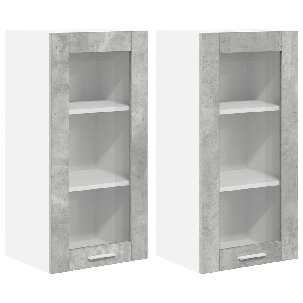 Hanging Cabinet with Door 2 pcs Concrete Grey 40 x 31 x 80 cm