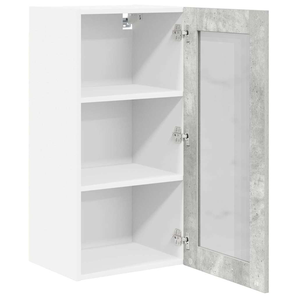 Hanging Cabinet with Door 2 pcs Concrete Grey 40 x 31 x 80 cm