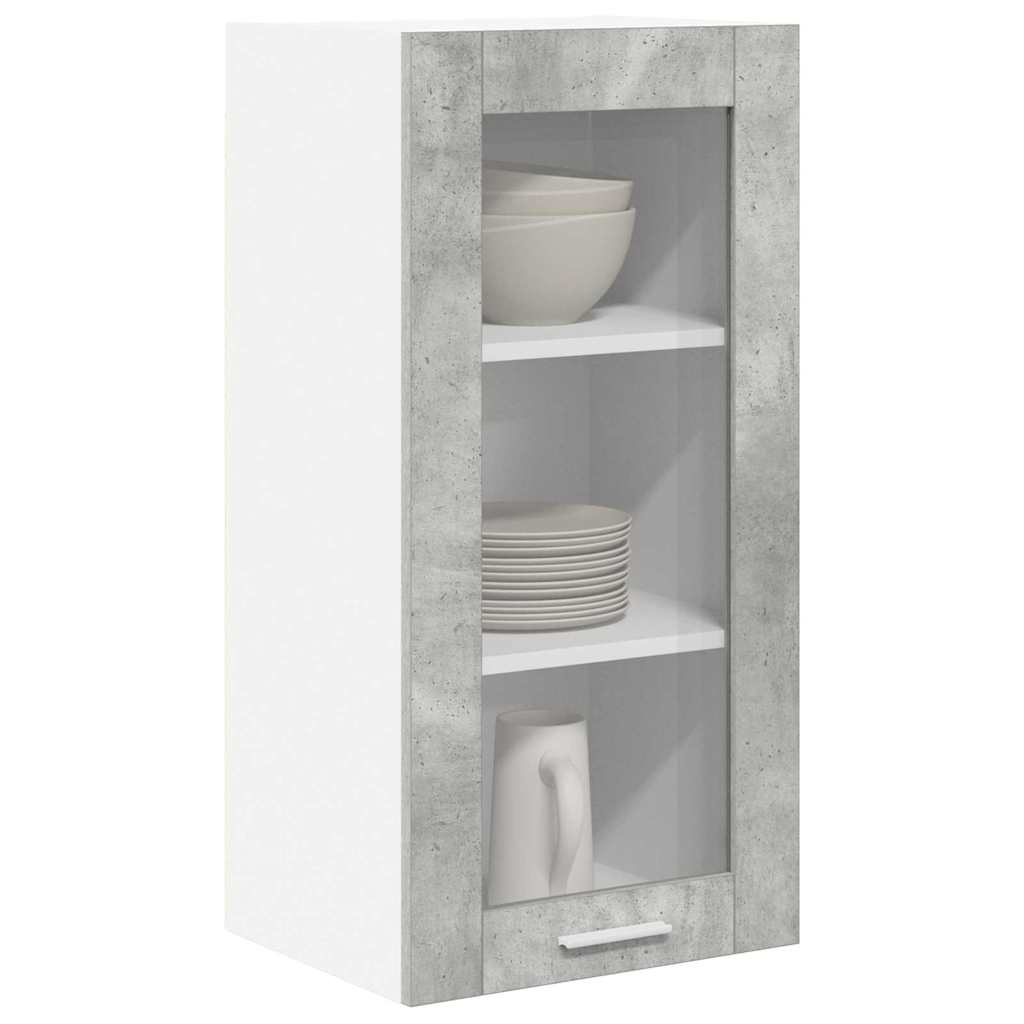 Hanging Cabinet with Door 2 pcs Concrete Grey 40 x 31 x 80 cm