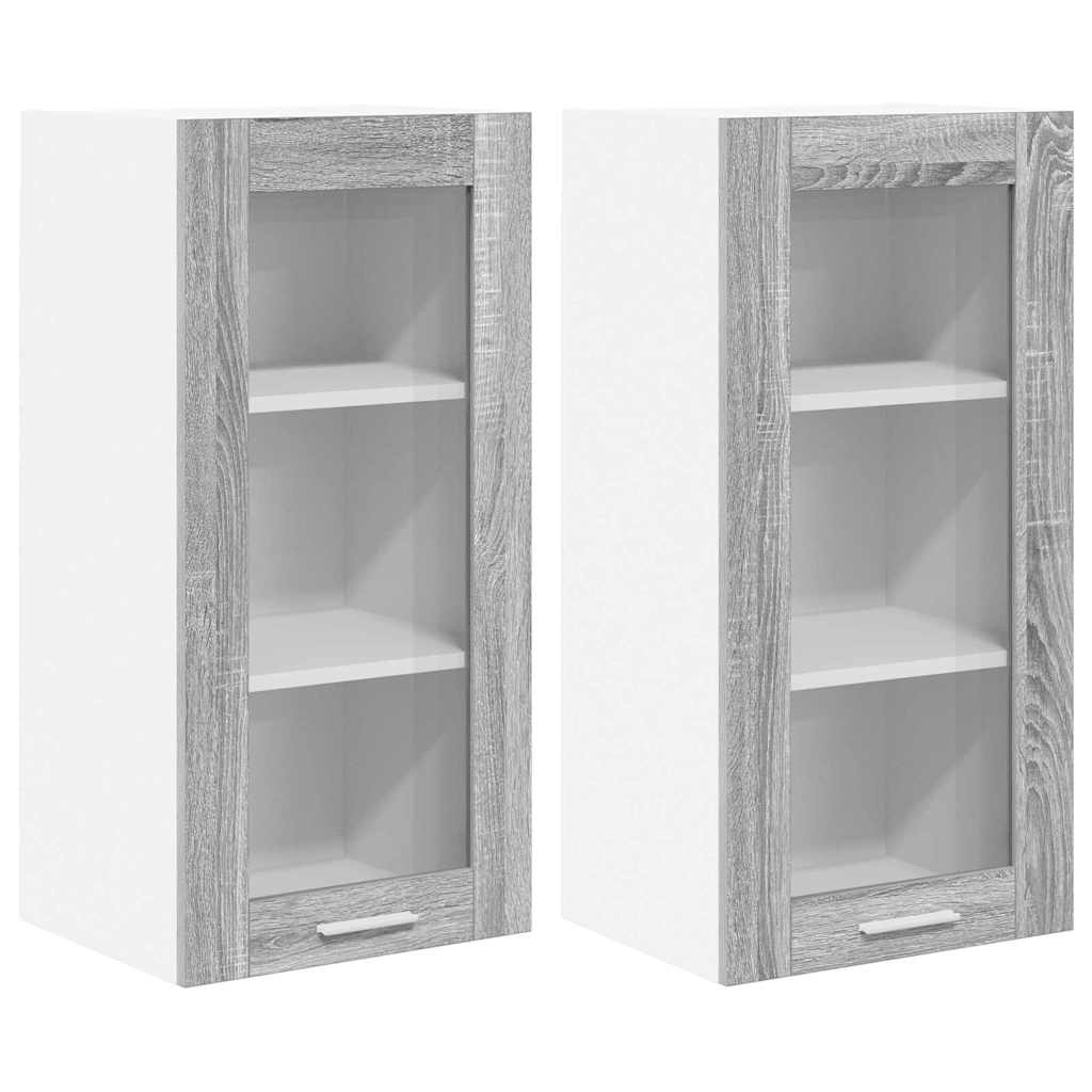Hanging Cabinet with Storage 2 pcs Grey Sonoma 40 x 31 x 80 cm