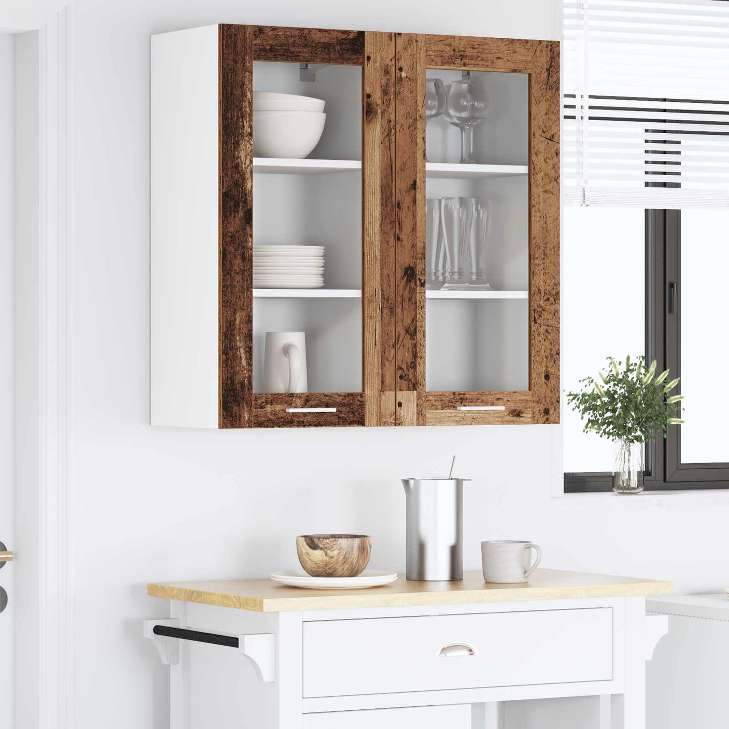Hanging Cabinet 2 pcs Old Wood 40 x 31 x 80 cm Engineered Wood
