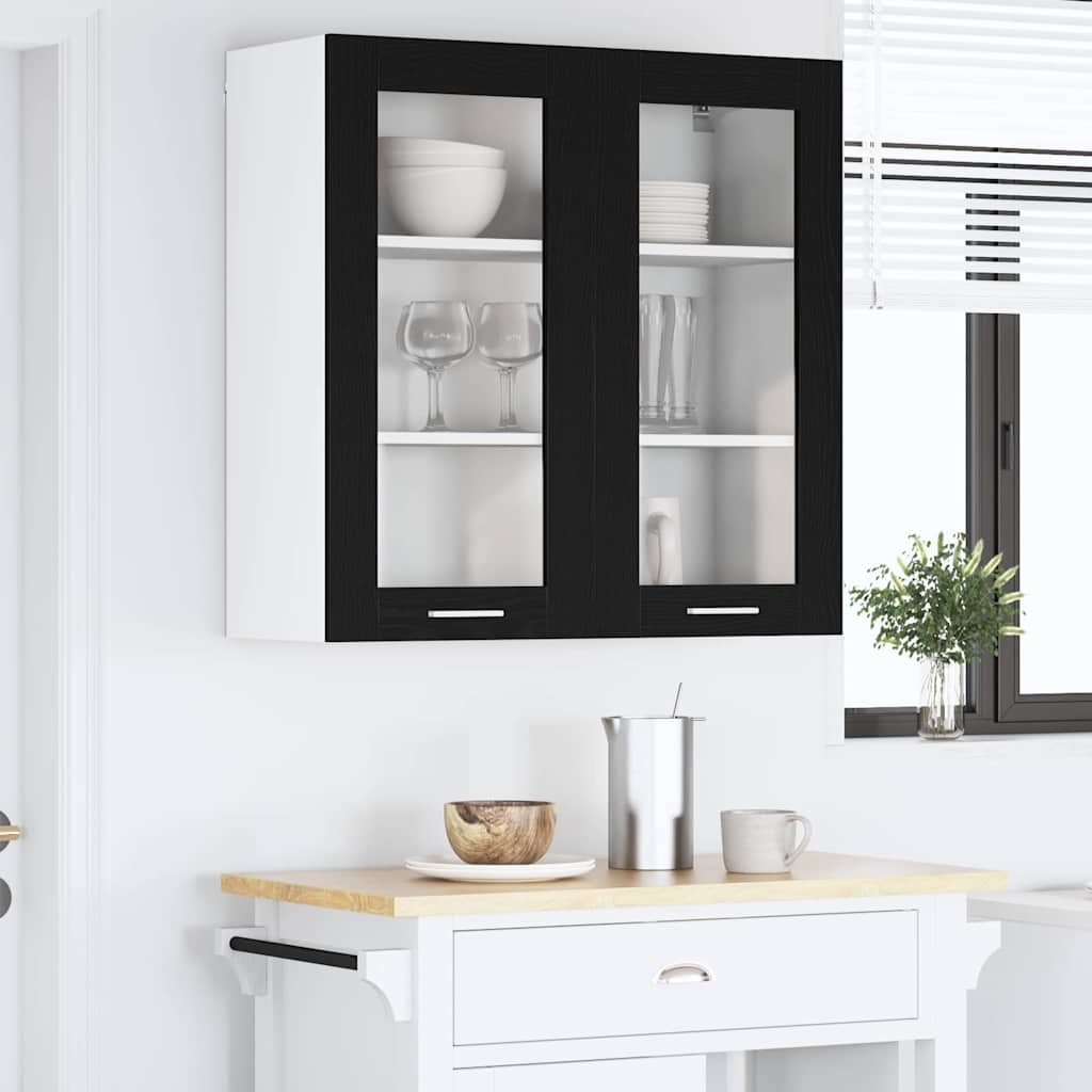 Hanging Cabinet Black Oak 80 x 31 x 80 cm Engineered Wood
