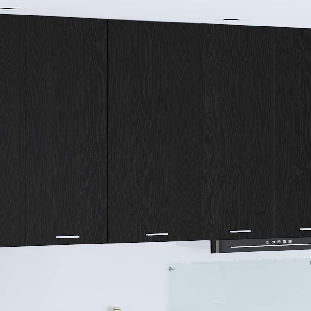 Hanging Cabinet with Door Black Oak and White 50 x 31 x 100 cm