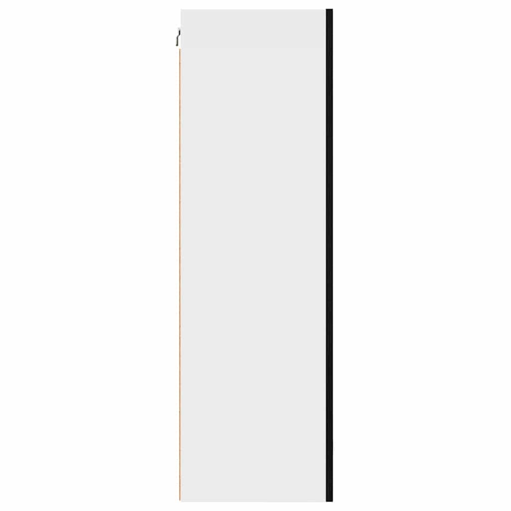 Hanging Cabinet with Door Black Oak and White 50 x 31 x 100 cm