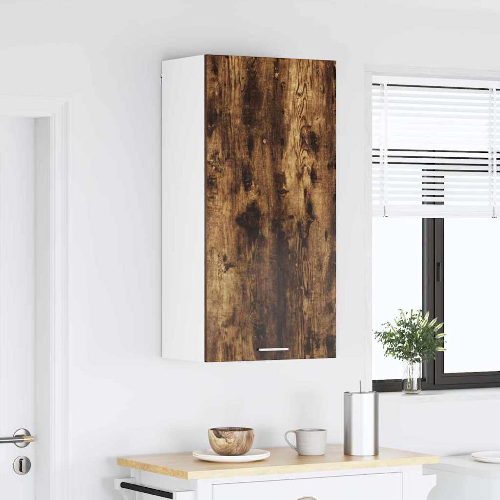 Hanging Cabinet with Door Smoked Oak and White 50 x 31 x 100 cm