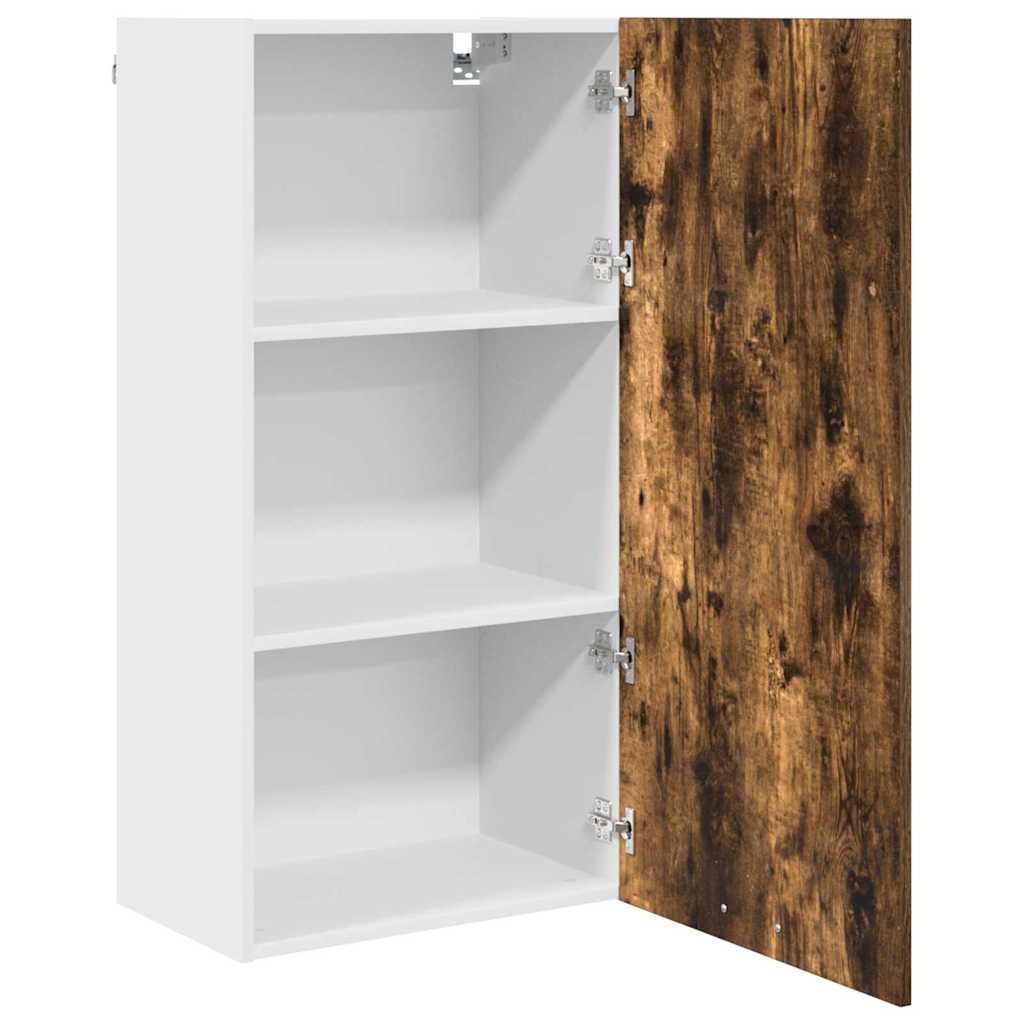 Hanging Cabinet with Door Smoked Oak and White 50 x 31 x 100 cm