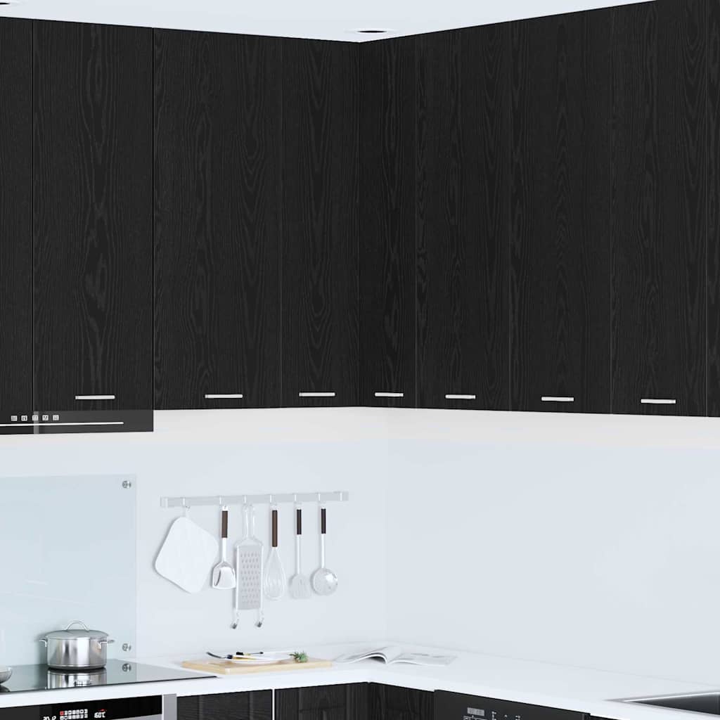 Hanging Cabinet Black Oak and White 57 x 57 x 100 cm