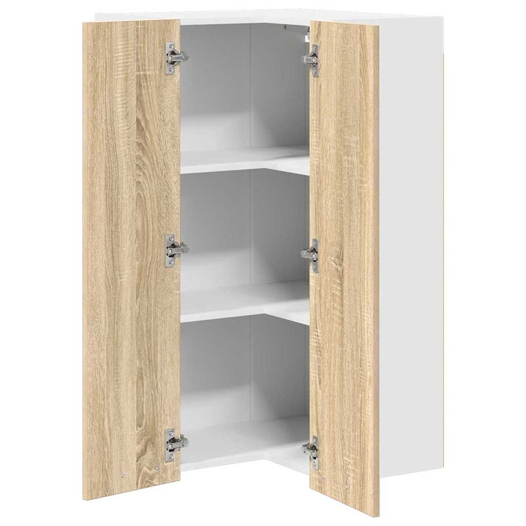 Hanging Cabinet Sonoma Oak and White 57 x 57 x 100 cm