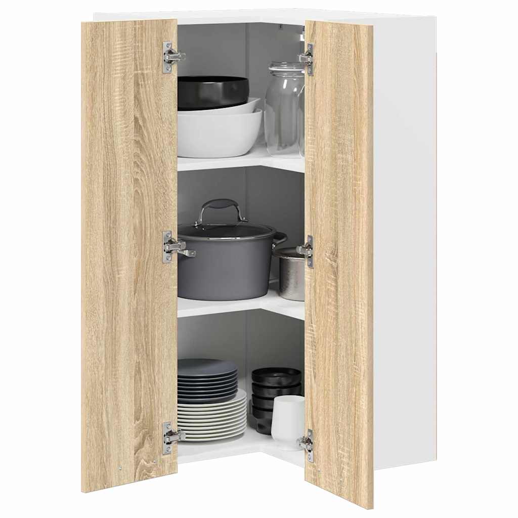 Hanging Cabinet Sonoma Oak and White 57 x 57 x 100 cm