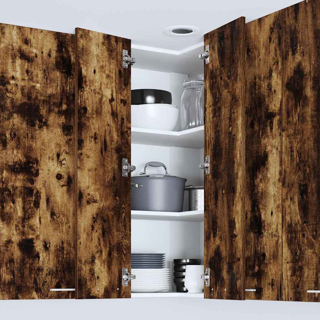 Hanging Cabinet Smoked Oak and White 57 x 57 x 100 cm