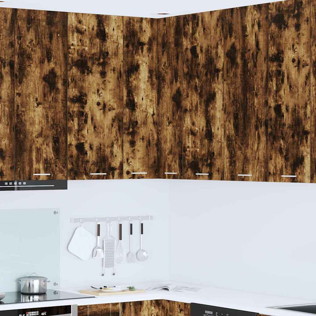 Hanging Cabinet Smoked Oak and White 57 x 57 x 100 cm