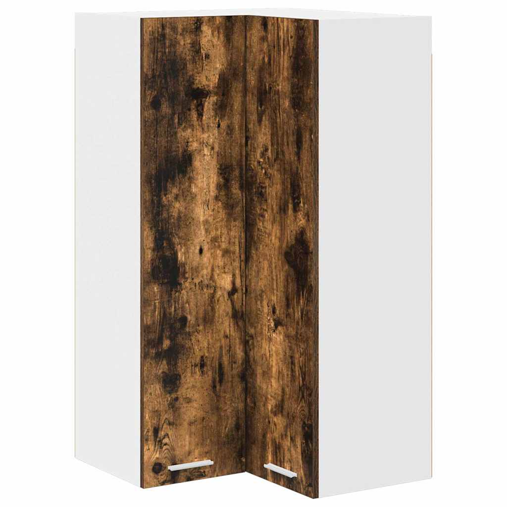 Hanging Cabinet Smoked Oak and White 57 x 57 x 100 cm
