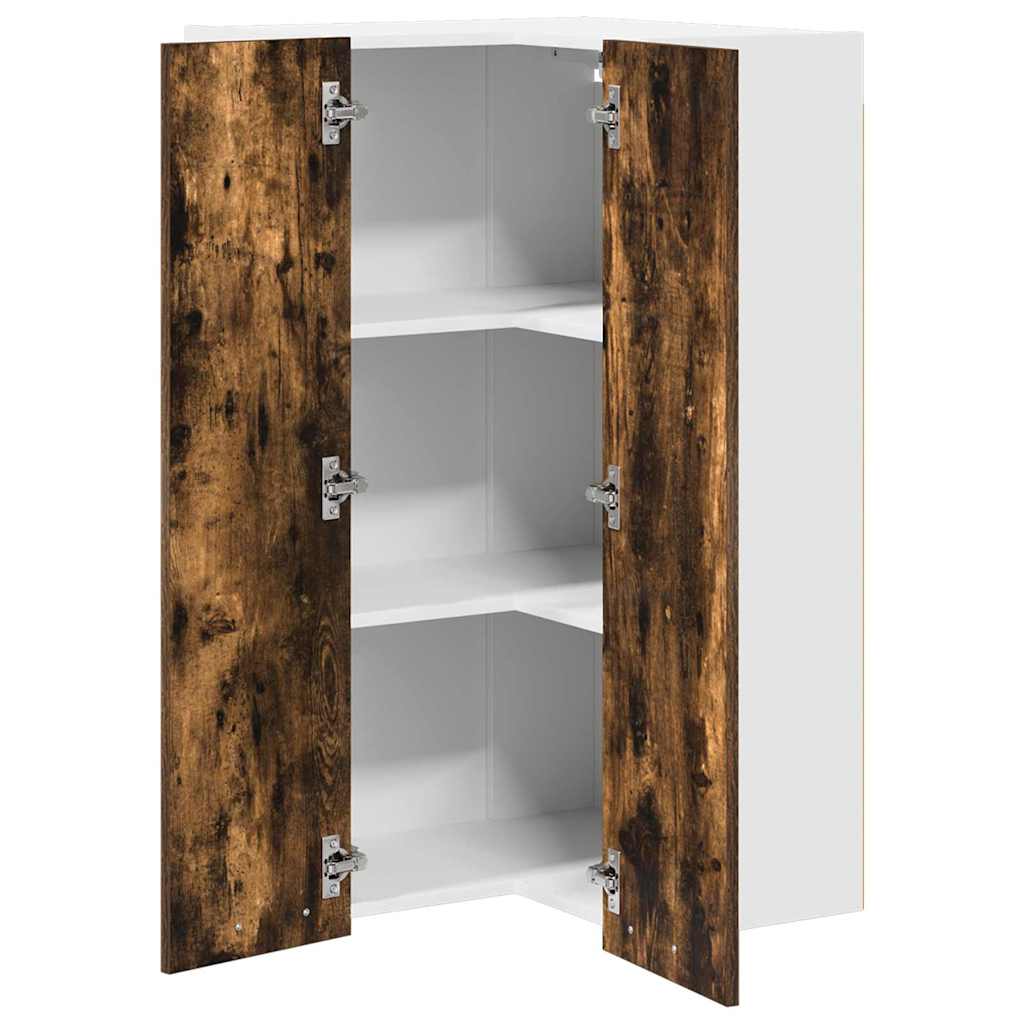 Hanging Cabinet Smoked Oak and White 57 x 57 x 100 cm