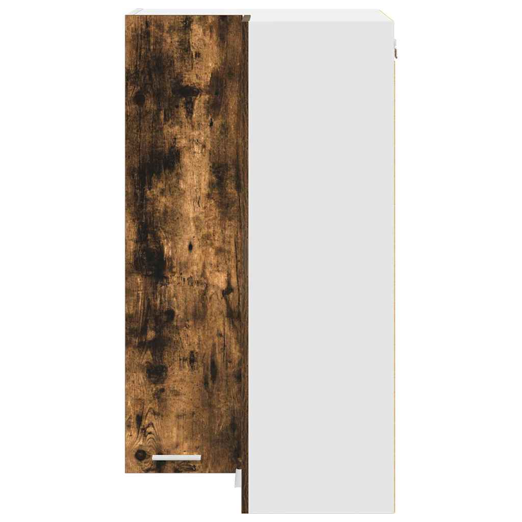 Hanging Cabinet Smoked Oak and White 57 x 57 x 100 cm