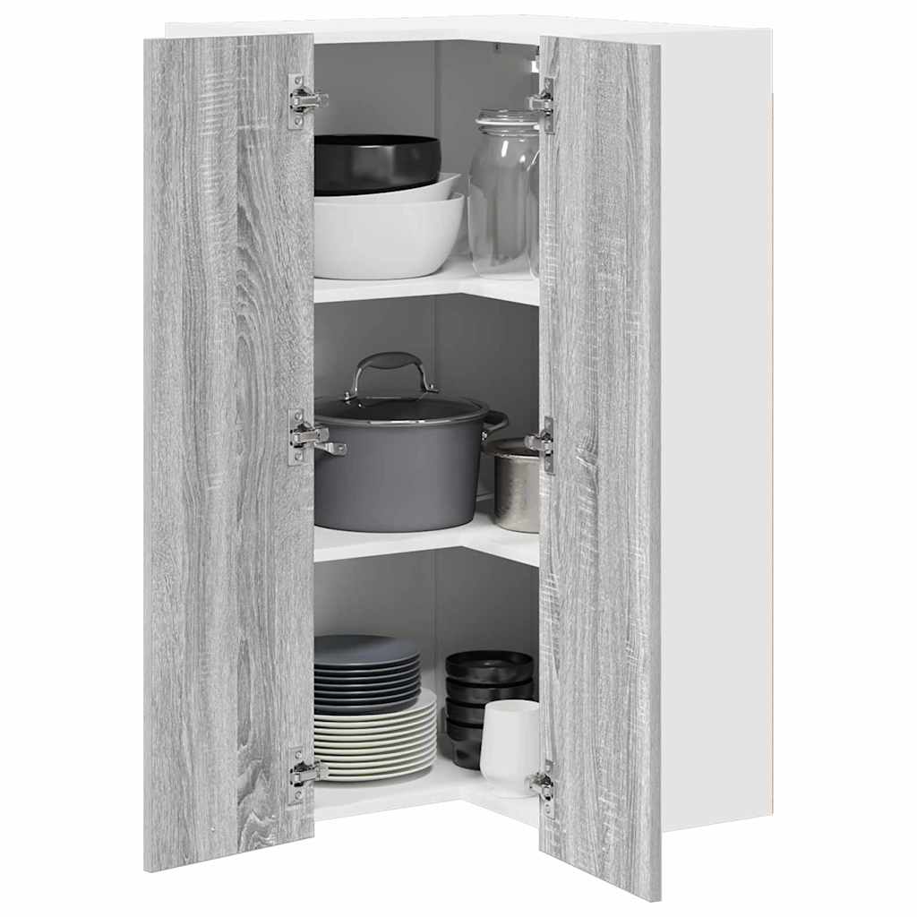 Hanging Cabinet Grey Sonoma and White 57 x 57 x 100 cm