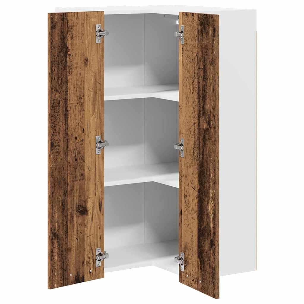 Hanging Cabinet Old Wood and White 57 x 57 x 100 cm