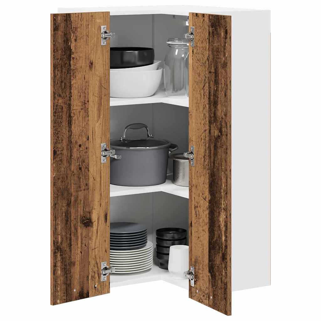 Hanging Cabinet Old Wood and White 57 x 57 x 100 cm