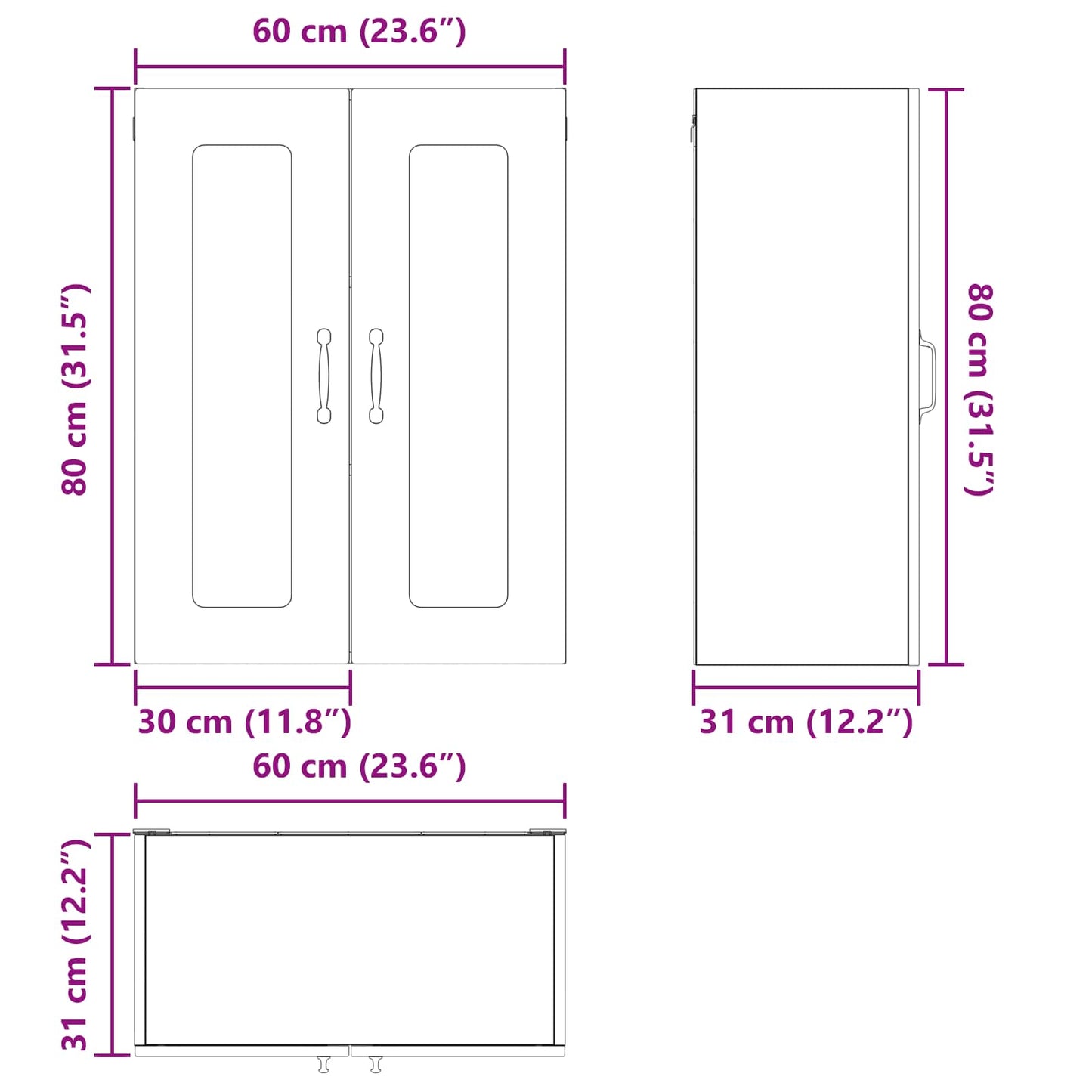 Dishwasher Panel Kalmar White 60 x 31 x 80 cm Engineered Wood