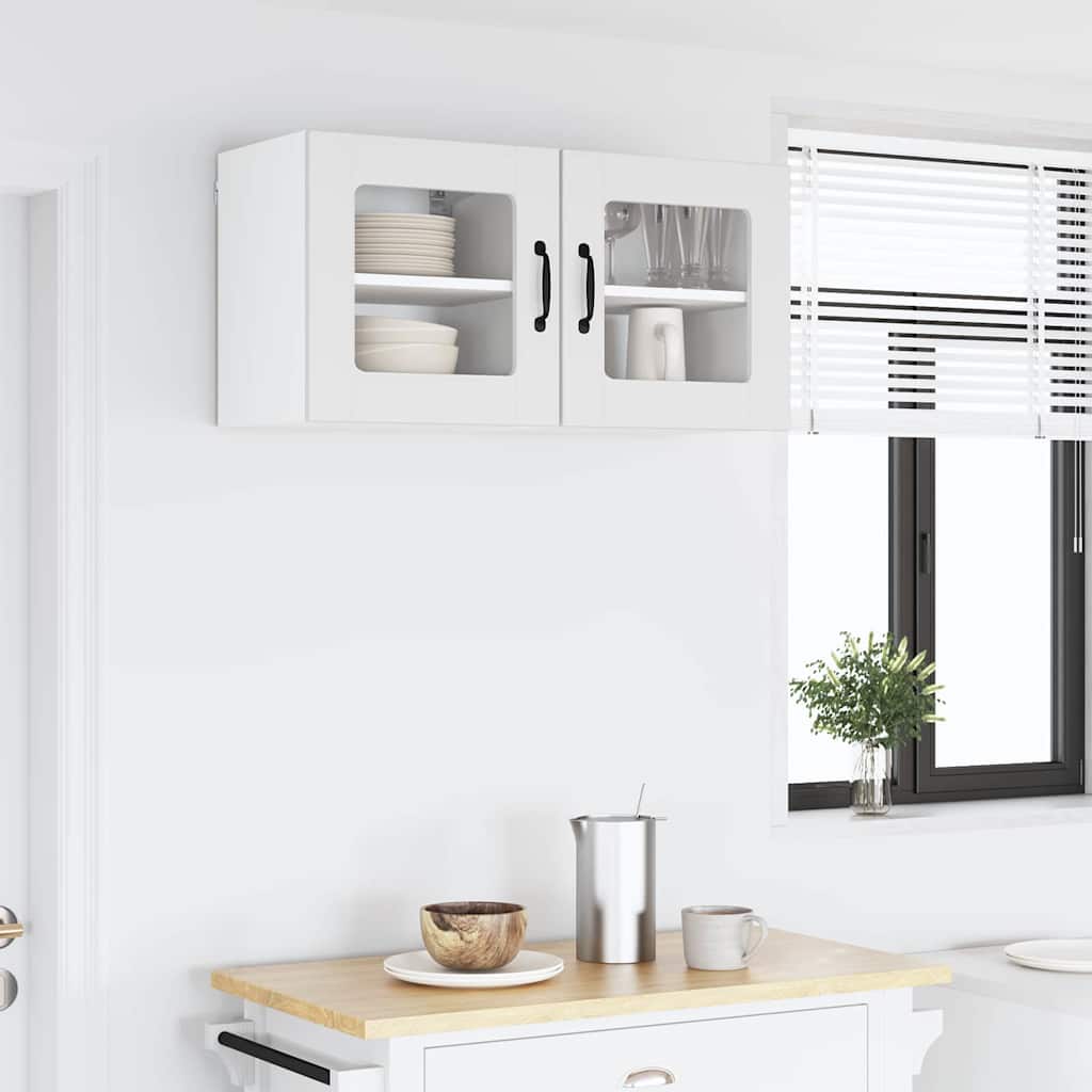 Wall Glass Cabinet LUCCA White 40 x 31 x 40 cm Engineered Wood