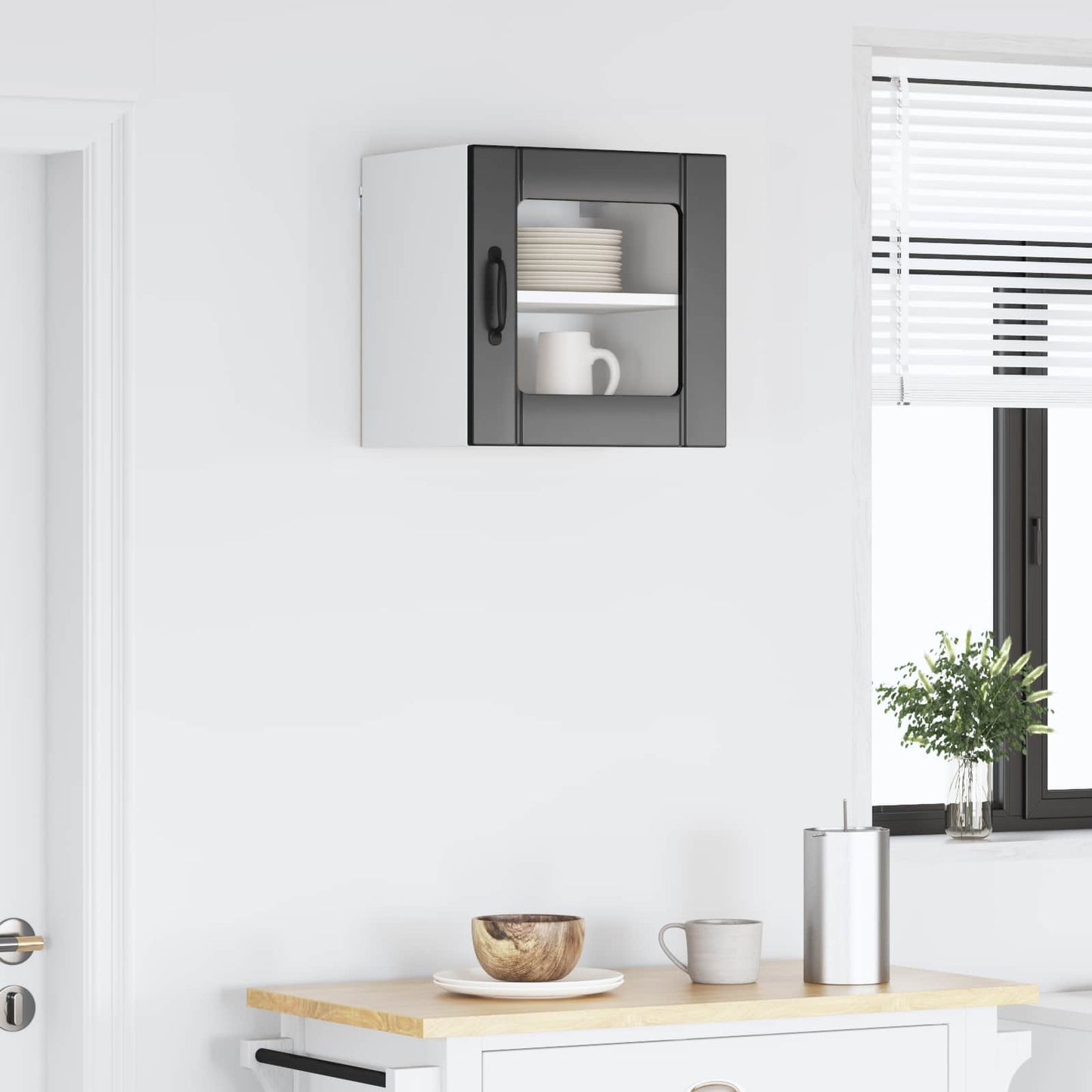 Wall Glass Cabinet LUCCA Black 40 x 31 x 40 cm Engineered Wood