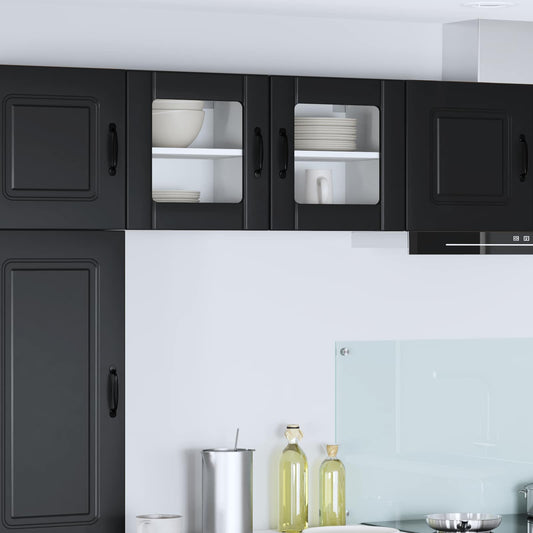 Wall Glass Cabinet LUCCA 2 pcs Black 40 x 31 x 40 cm