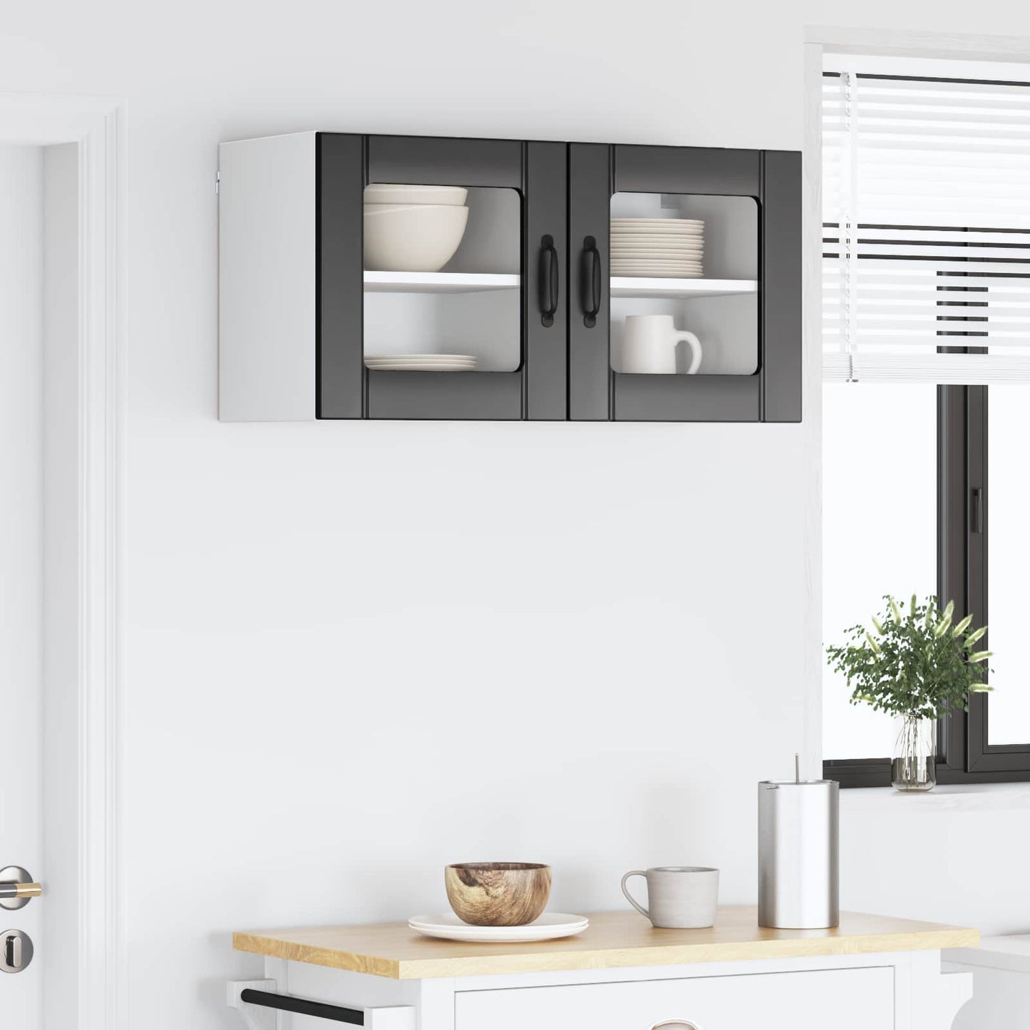 Wall Glass Cabinet LUCCA 2 pcs Black 40 x 31 x 40 cm