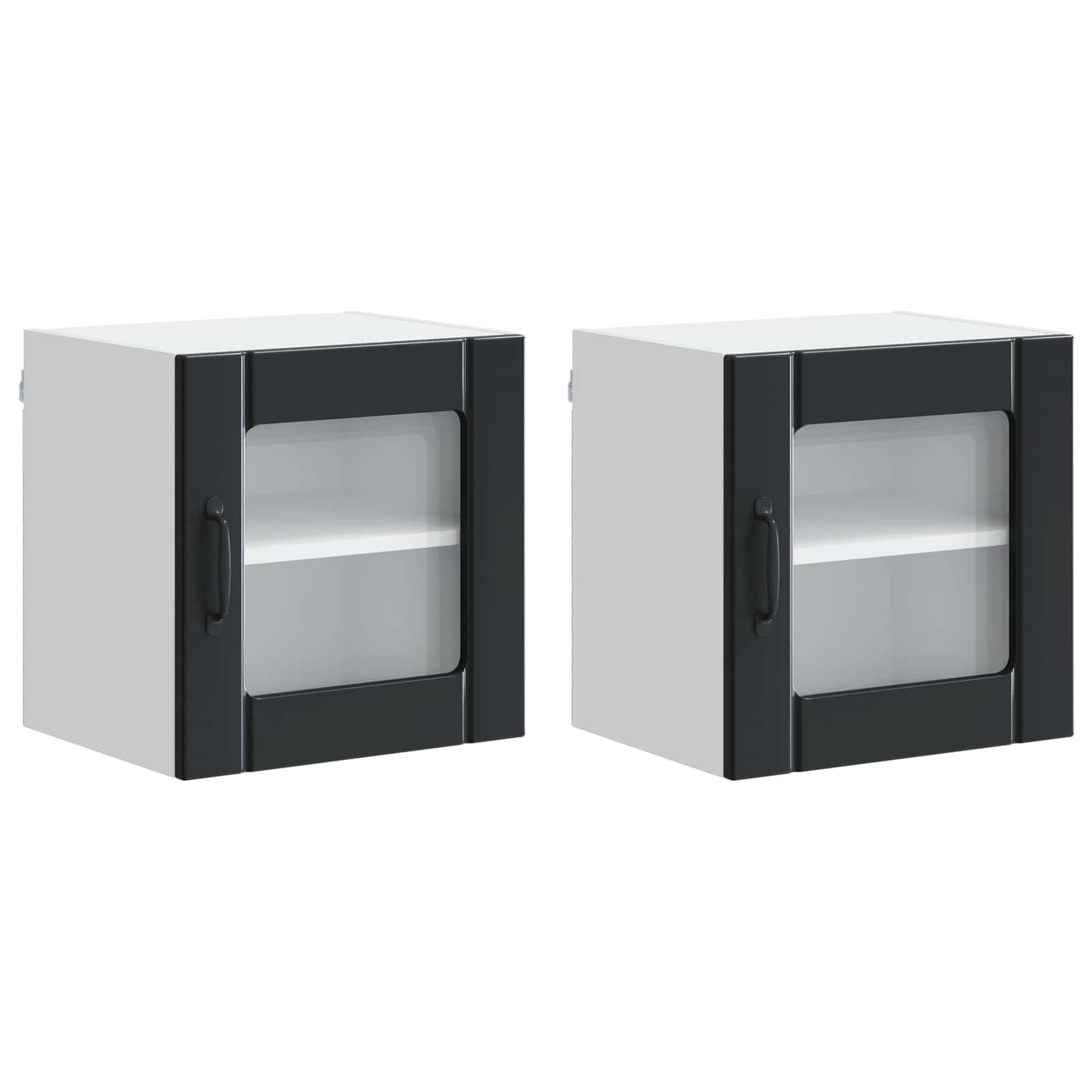 Wall Glass Cabinet LUCCA 2 pcs Black 40 x 31 x 40 cm