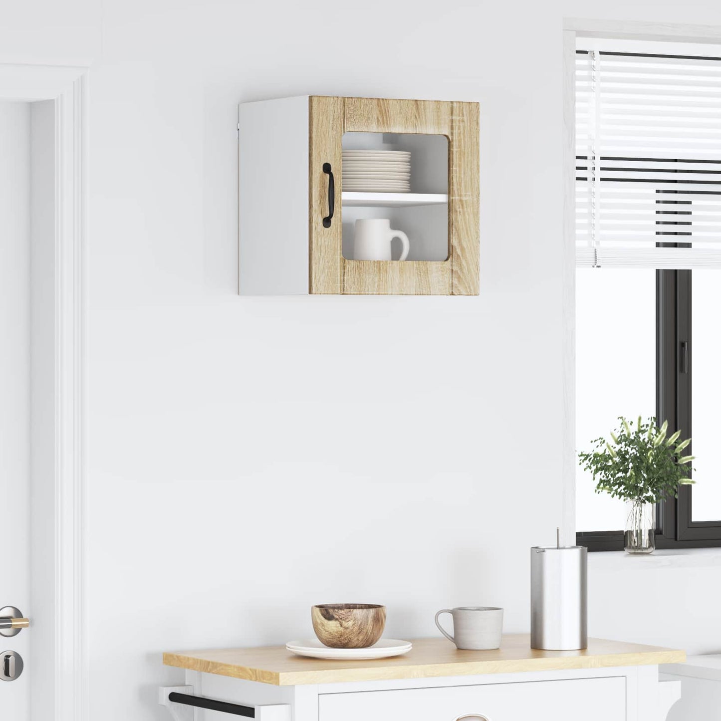 Wall Glass Cabinet LUCCA Sonoma Oak 40 x 31 x 40 cm