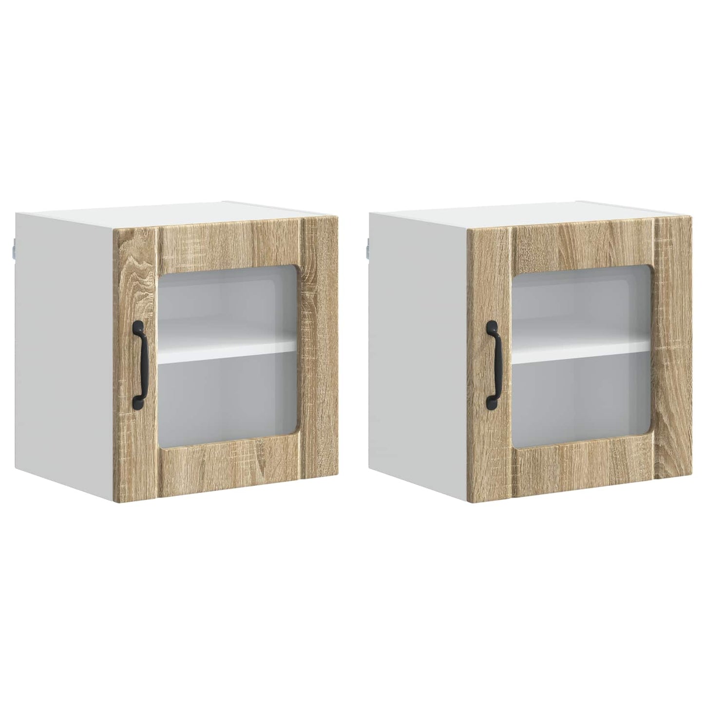 Wall Glass Cabinet LUCCA 2 pcs Sonoma Oak Engineered Wood