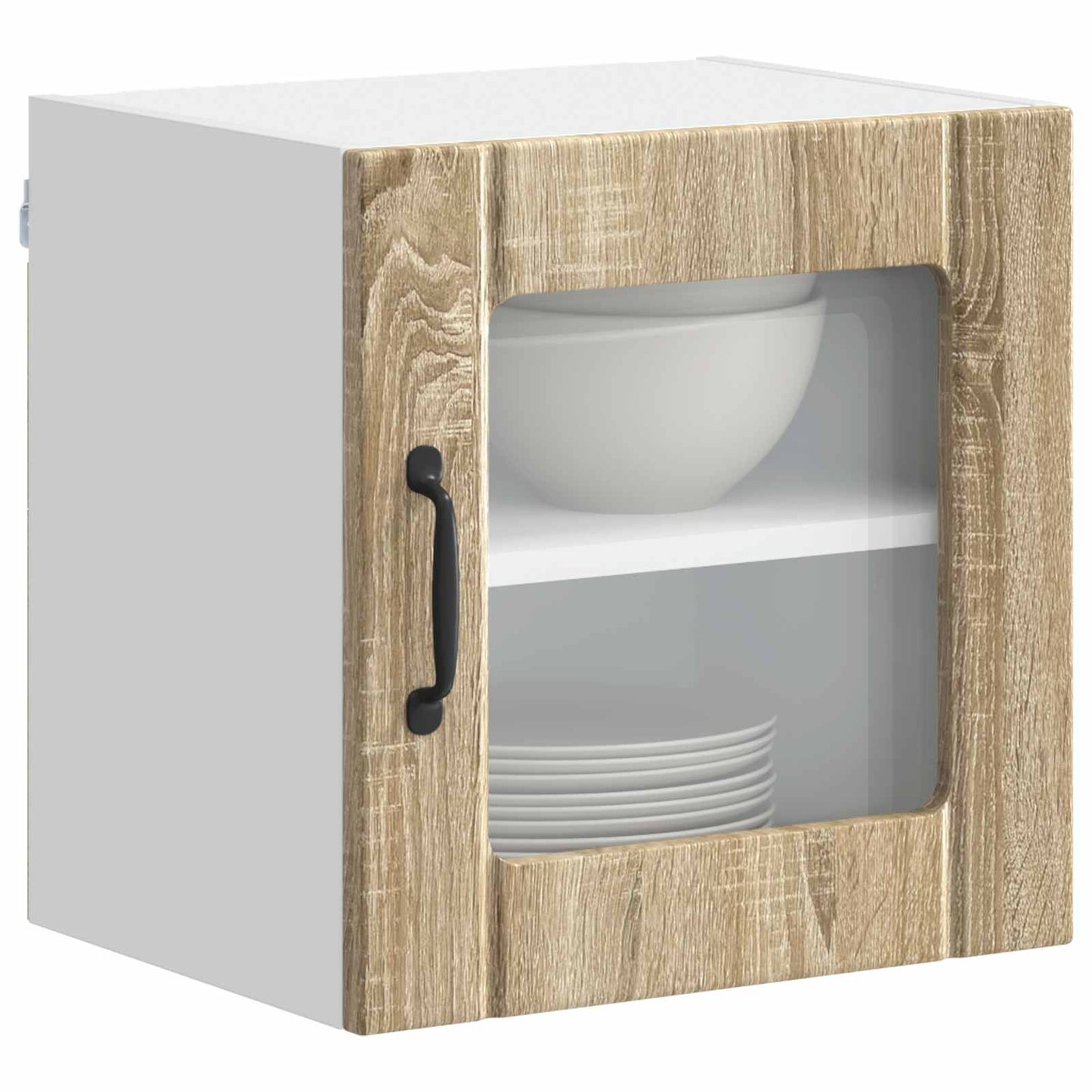 Wall Glass Cabinet LUCCA 2 pcs Sonoma Oak Engineered Wood