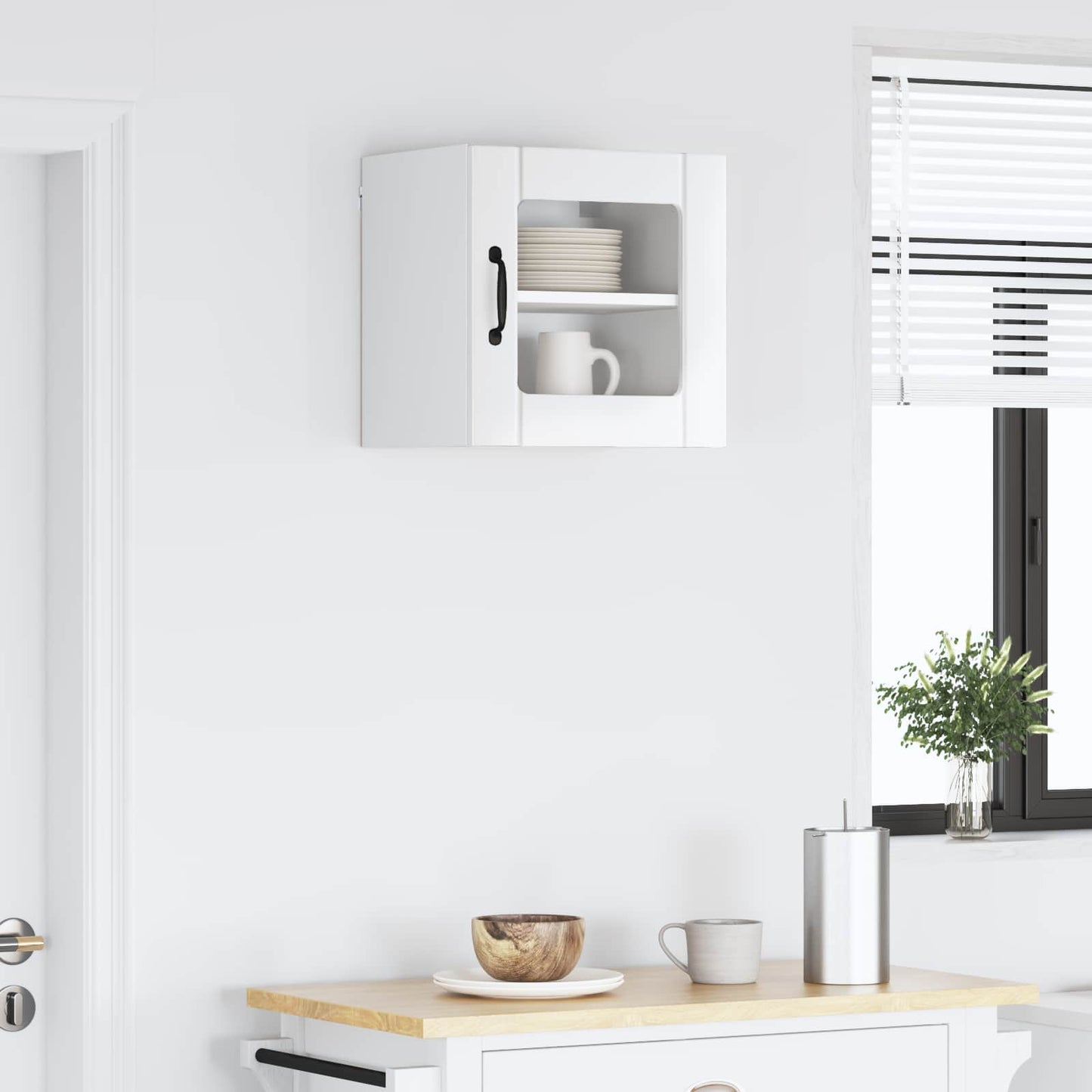 Wall Glass Cabinet LUCCA High Gloss White 40 x 31 x 40 cm