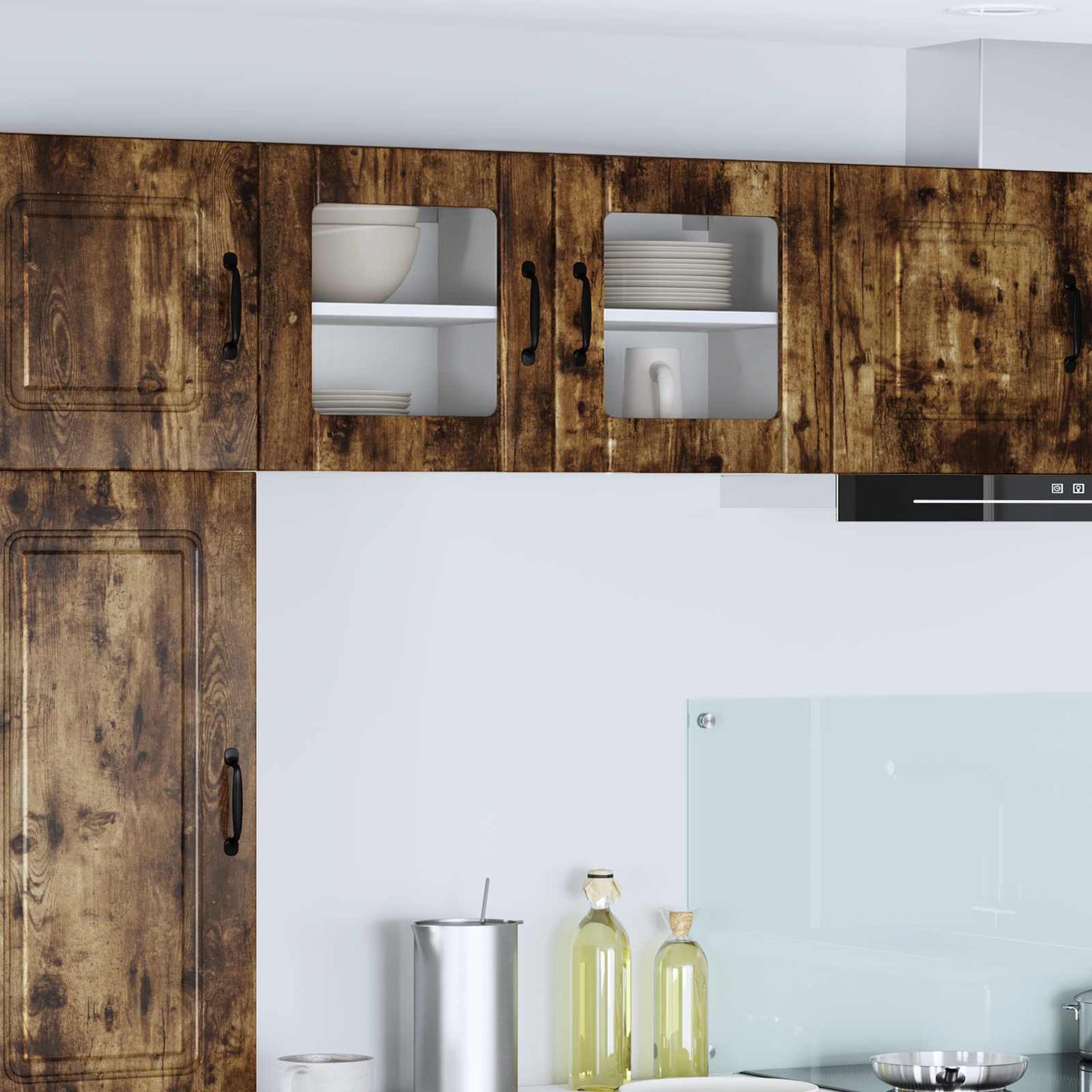Wall Glass Cabinet Lucca Smoked Oak 40 x 31 x 40 cm