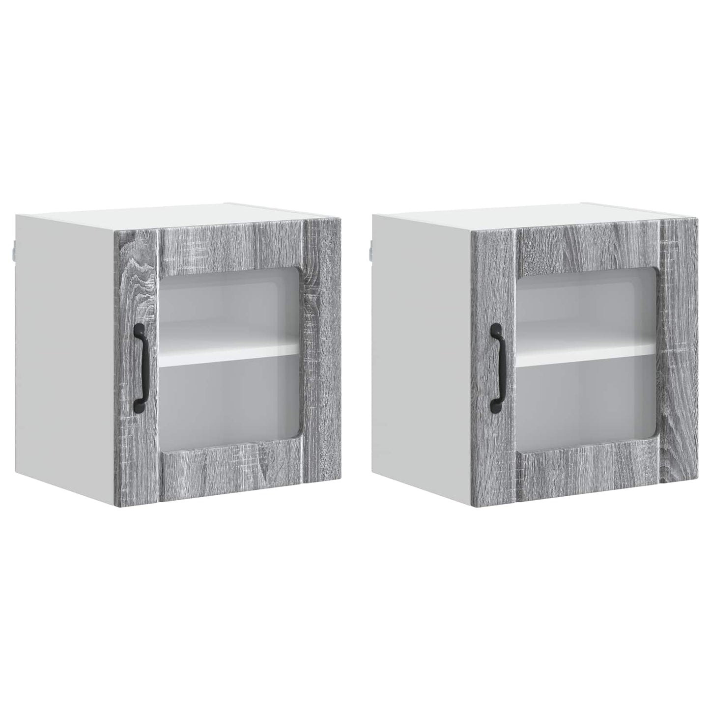 Wall Glass Cabinet LUCCA 2 pcs Grey Sonoma 40 x 31 x 40 cm