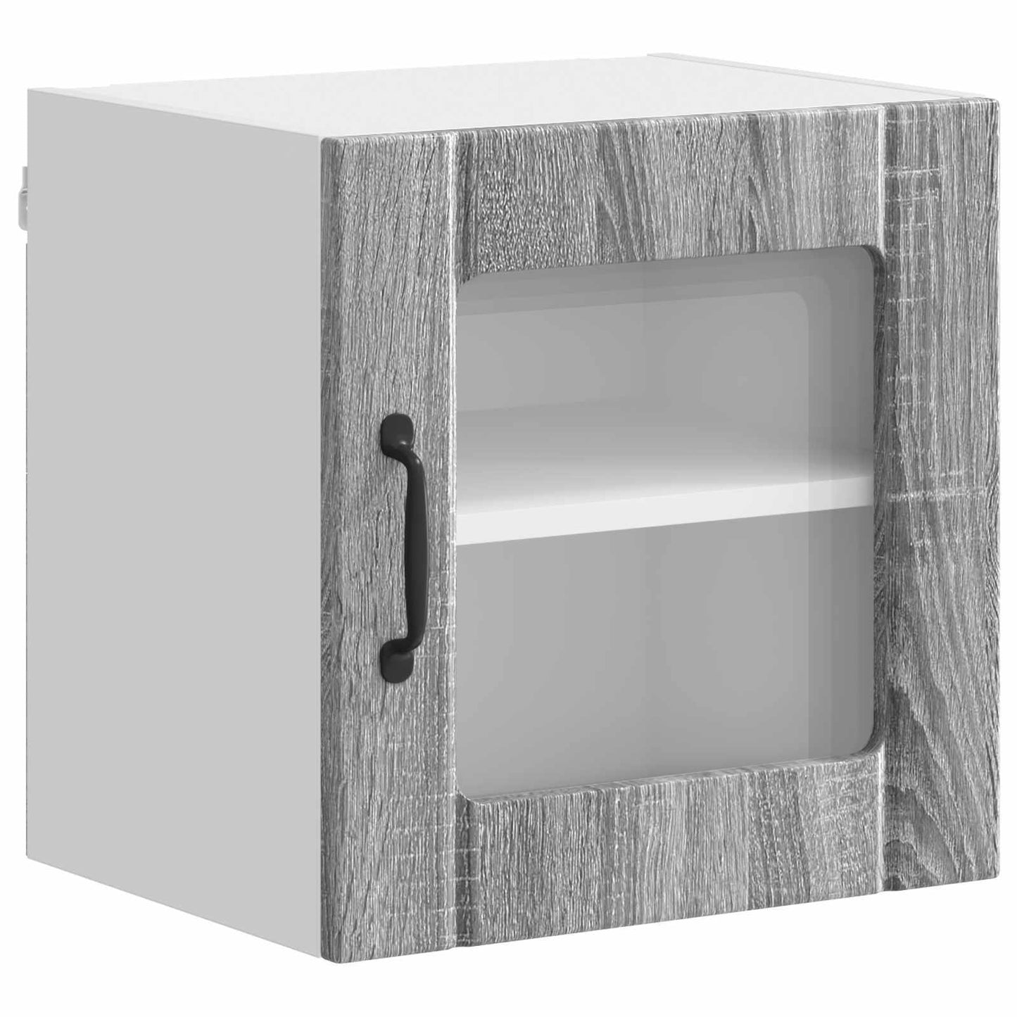 Wall Glass Cabinet LUCCA 2 pcs Grey Sonoma Engineered Wood