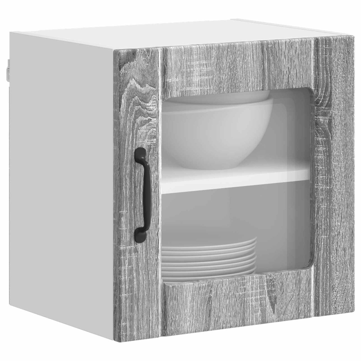Wall Glass Cabinet LUCCA 2 pcs Grey Sonoma Engineered Wood