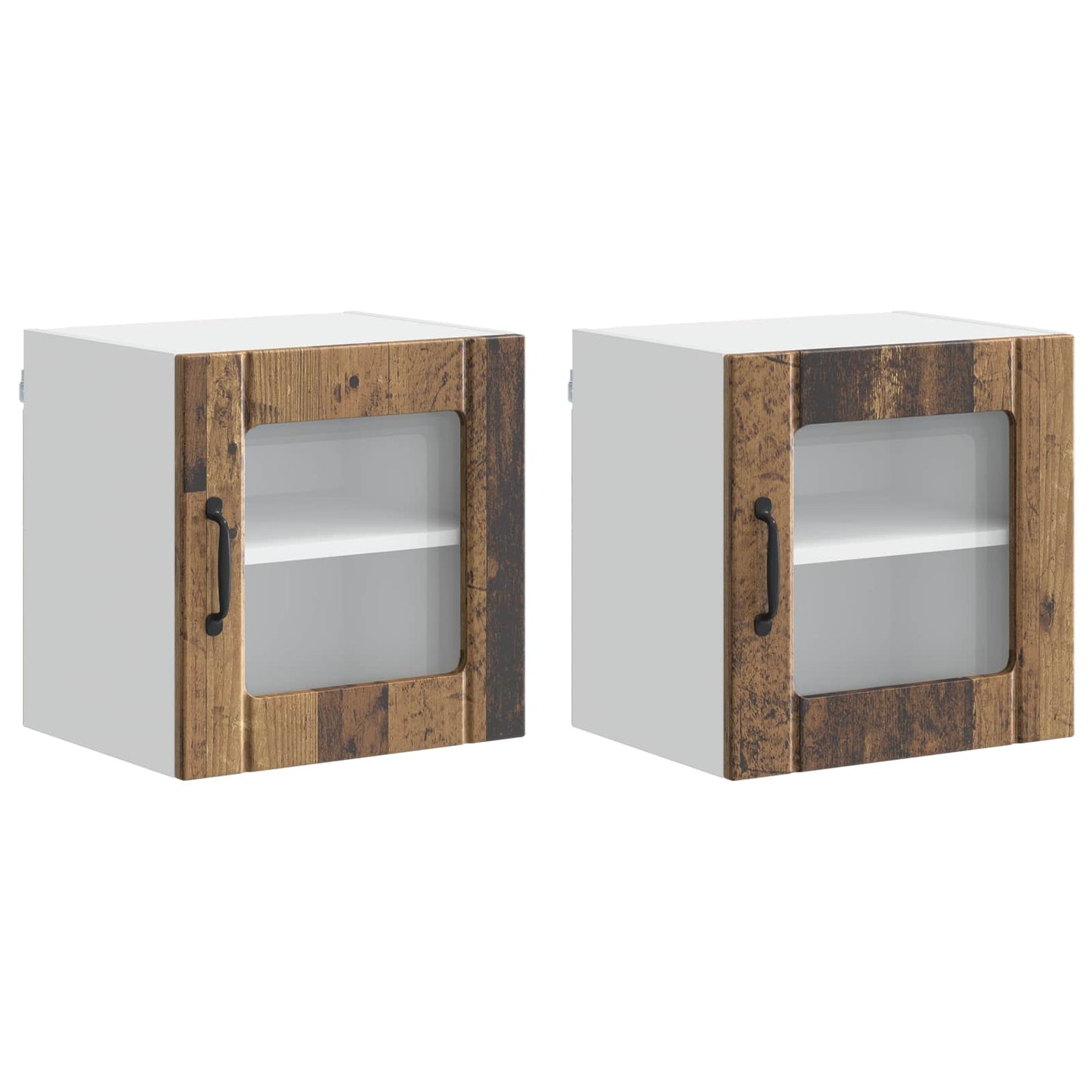Wall Glass Cabinet LUCCA 2 pcs Old Wood 40 x 31 x 40 cm