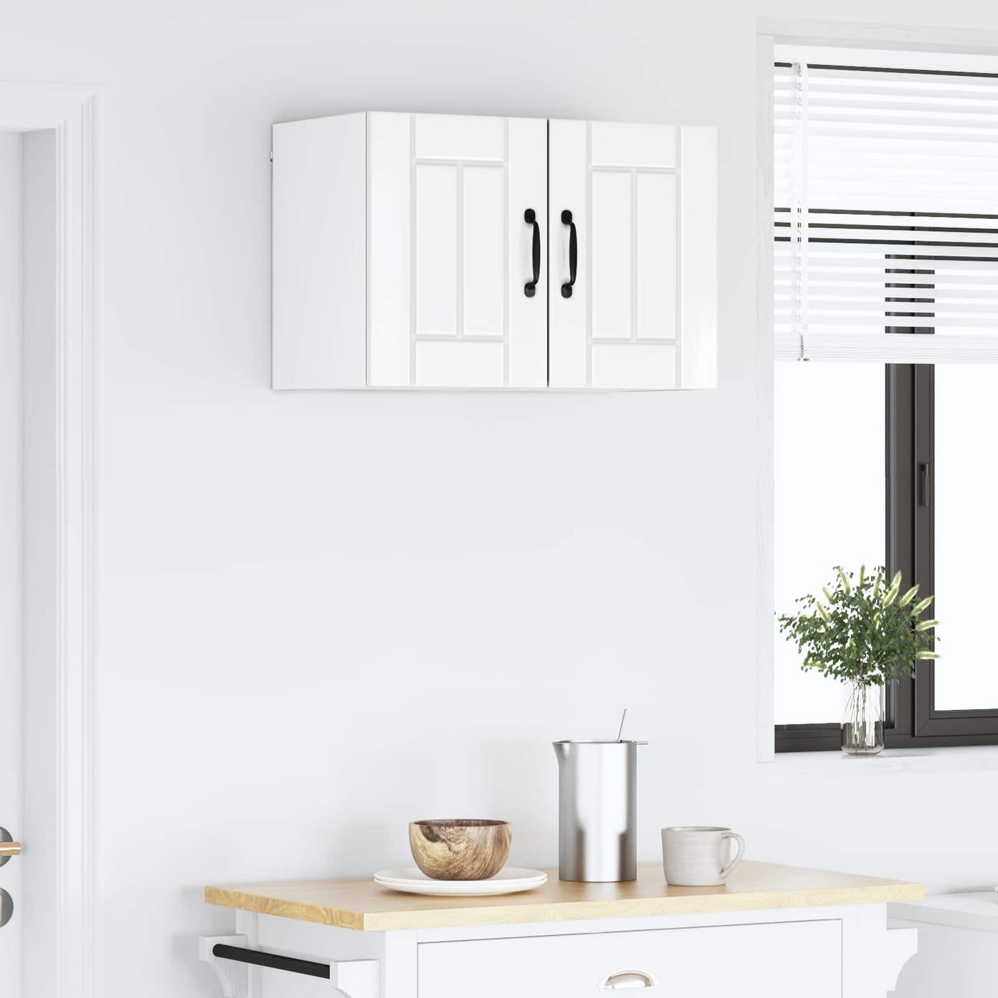 Wall Cabinet LUCCA 2 pcs High Gloss White Engineered Wood