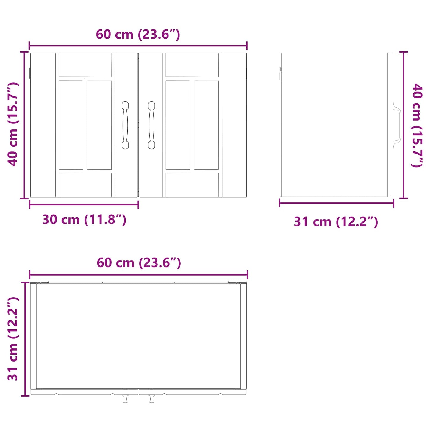 Wall Cabinet LUCCA Smoked Oak 60 x 31 x 40 cm Engineered Wood