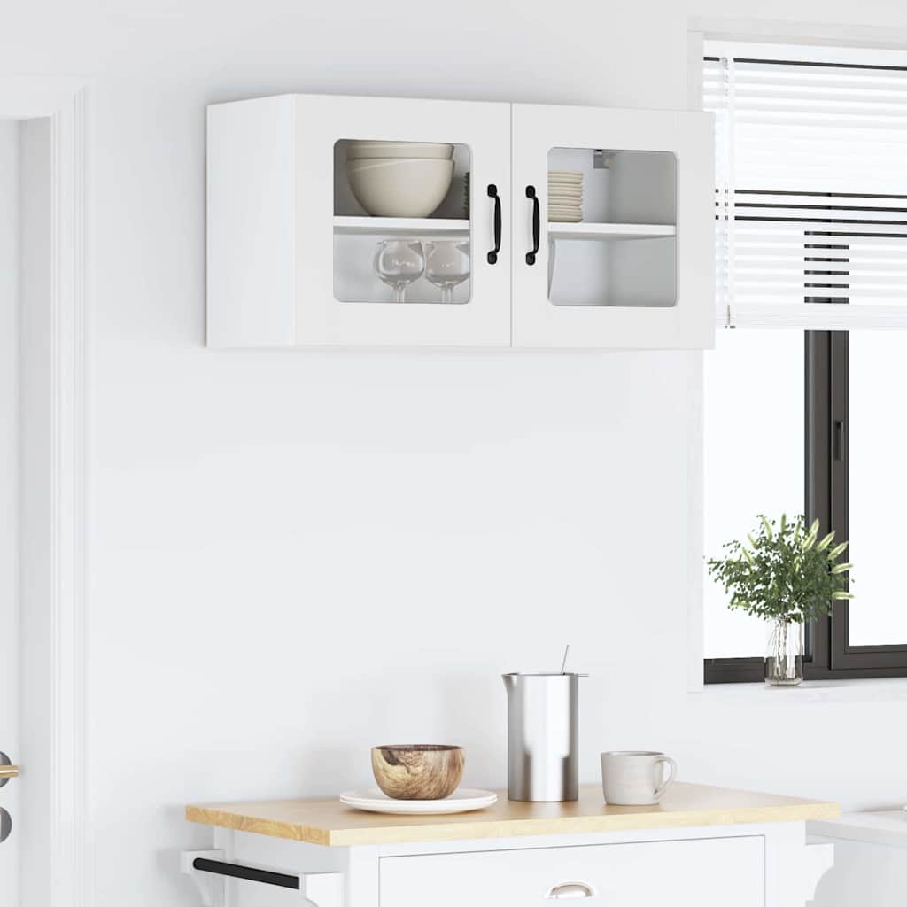 Wall Glass Cabinet LUCCA White 80 x 31 x 40 cm Engineered Wood