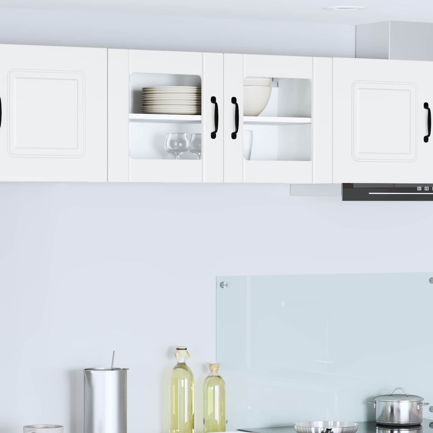 Wall Glass Cabinet LUCCA White 80 x 31 x 40 cm Engineered Wood