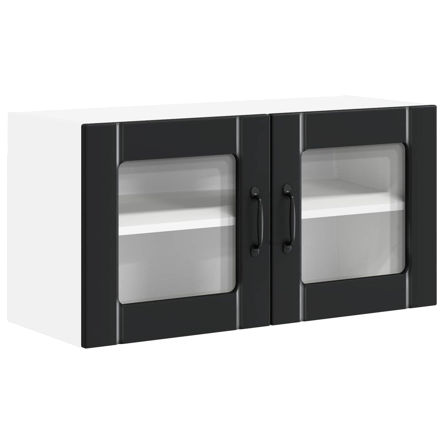 Wall Glass Cabinet LUCCA Black 80 x 31 x 40 cm Engineered Wood