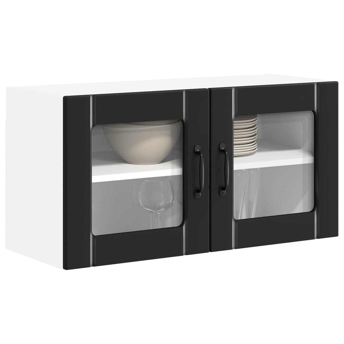 Wall Glass Cabinet LUCCA Black 80 x 31 x 40 cm Engineered Wood