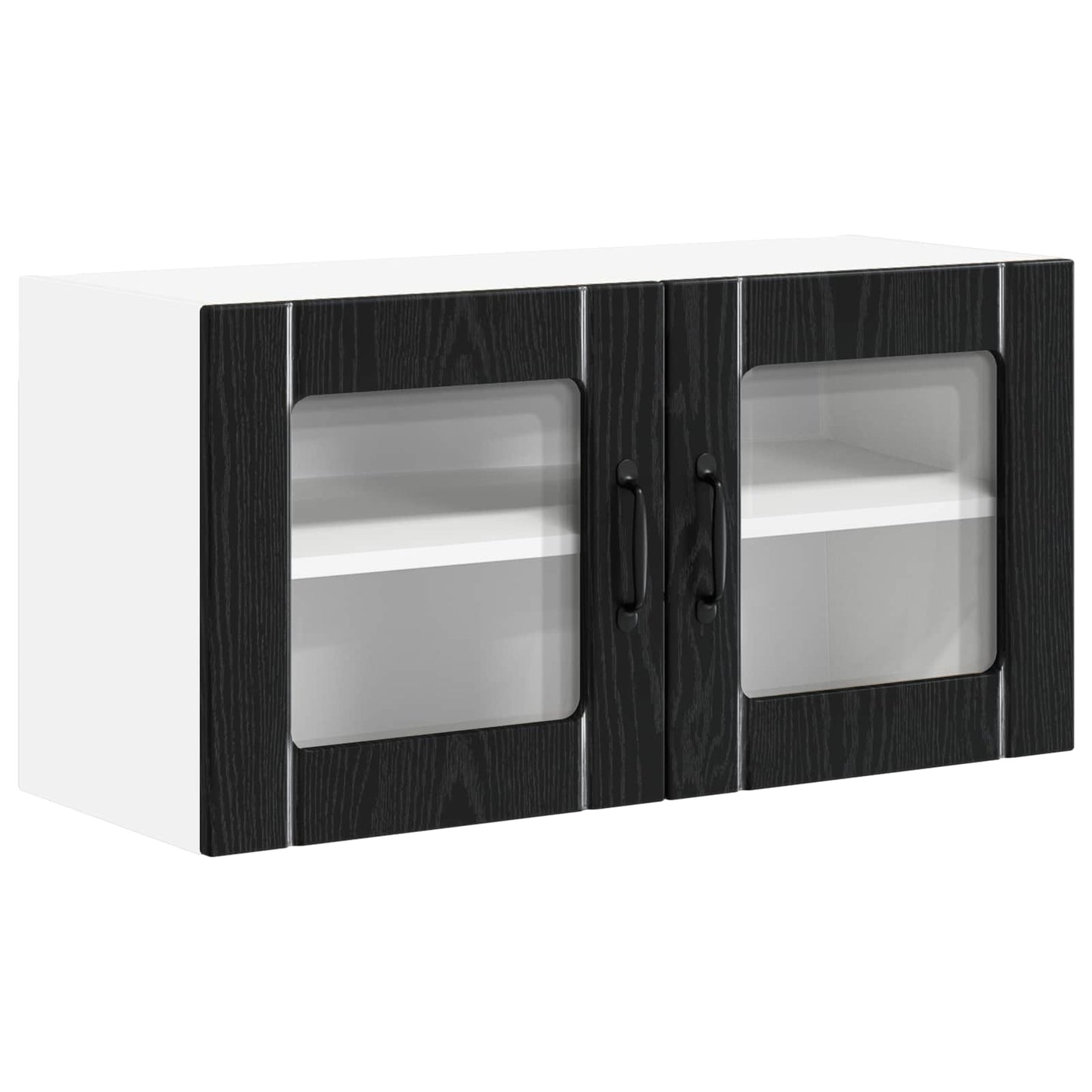 Wall Glass Cabinet LUCCA Black Oak 80 x 31 x 40 cm