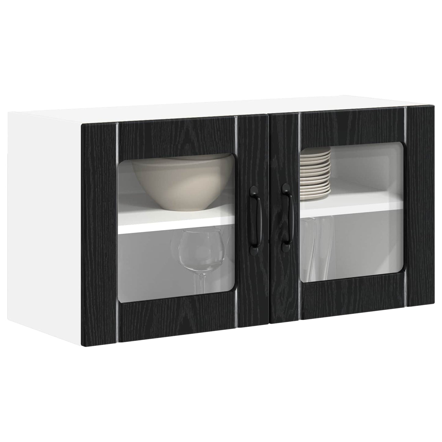 Wall Glass Cabinet LUCCA Black Oak 80 x 31 x 40 cm