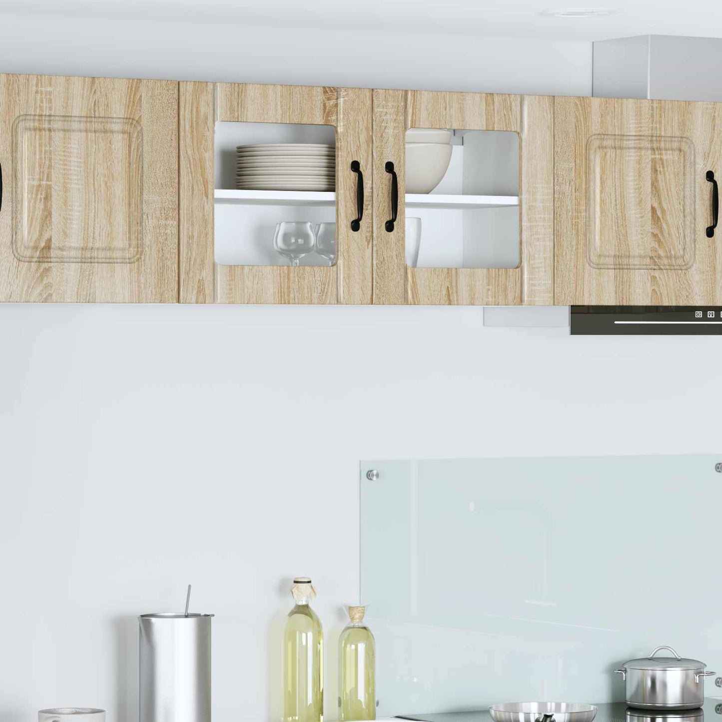 Wall Glass Cabinet LUCCA Sonoma Oak 80 x 31 x 40 cm