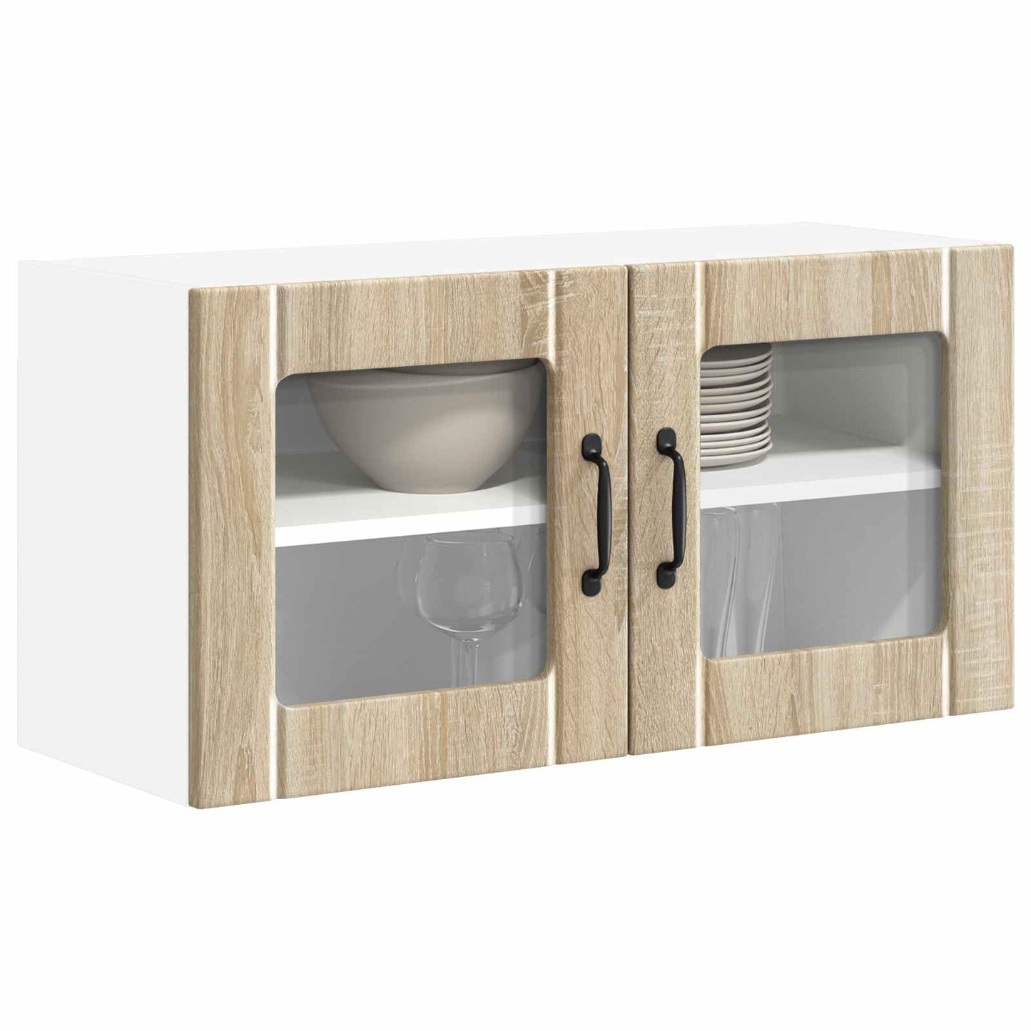 Wall Glass Cabinet LUCCA Sonoma Oak 80 x 31 x 40 cm