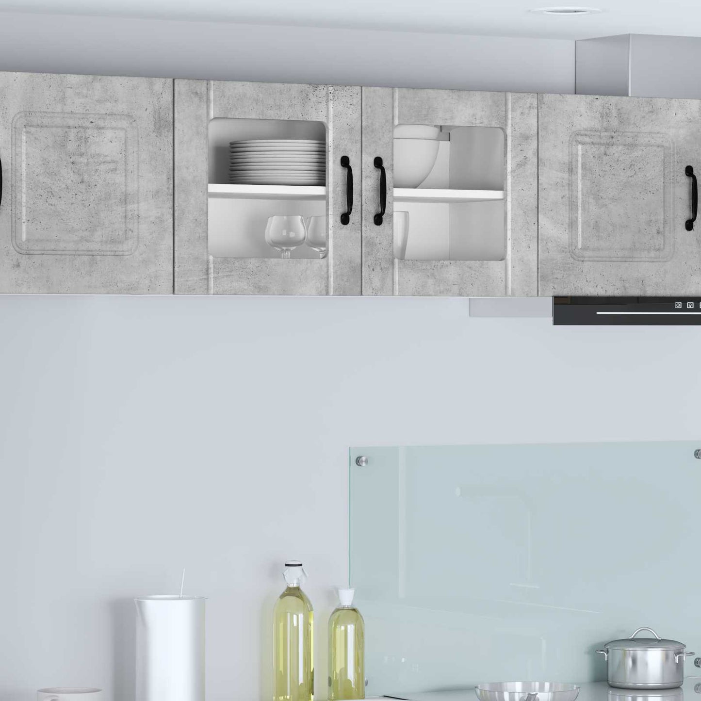 Wall Glass Cabinet LUCCA Concrete Grey 80 x 31 x 40 cm