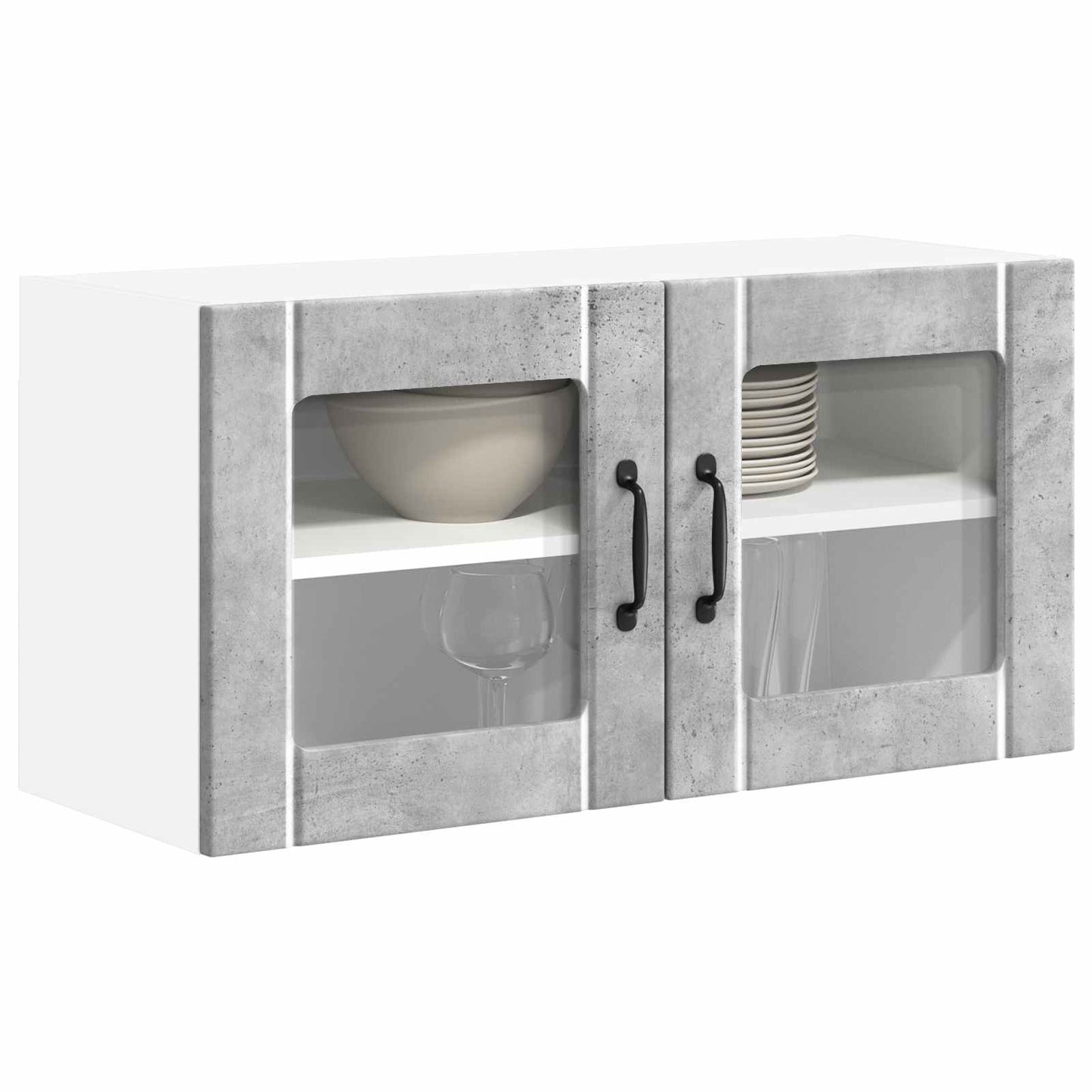 Wall Glass Cabinet LUCCA Concrete Grey 80 x 31 x 40 cm